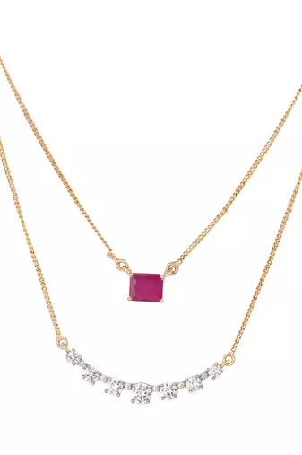 American diamond ruby airia layered necklace set