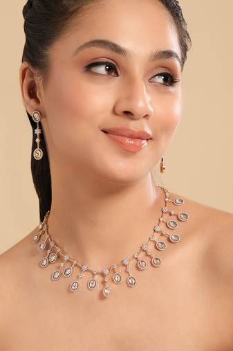 American diamond twilight drops necklace set