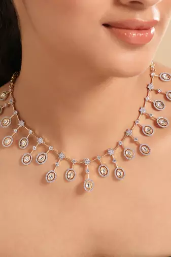 American diamond twilight drops necklace set