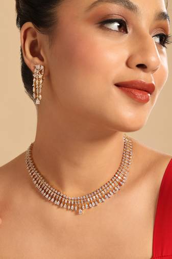 American diamond diva radiant drop necklace set