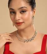 American diamond emerald fern dew necklace set