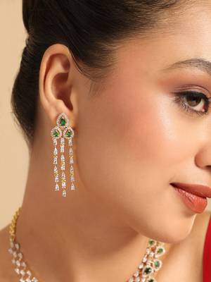 American diamond emerald fern dew necklace set 3