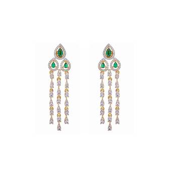 American diamond emerald fern dew necklace set 5