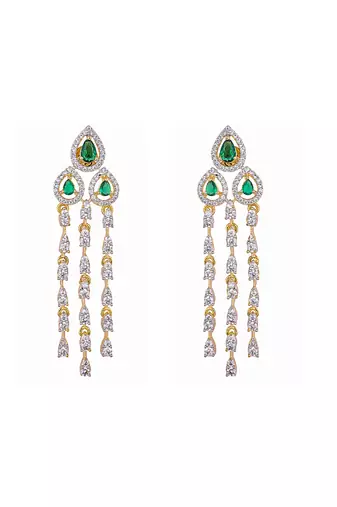 American diamond emerald fern dew necklace set