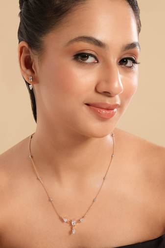 American diamond blissful minimal necklace set