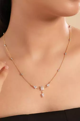 American diamond blissful minimal necklace set