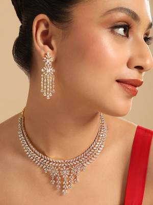 American diamond spark veil necklace set 1