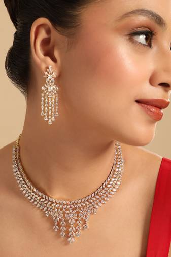 American diamond spark veil necklace set