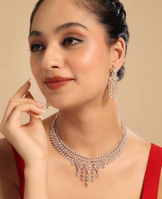 American diamond spark veil necklace set 2