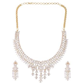 American diamond spark veil necklace set 3