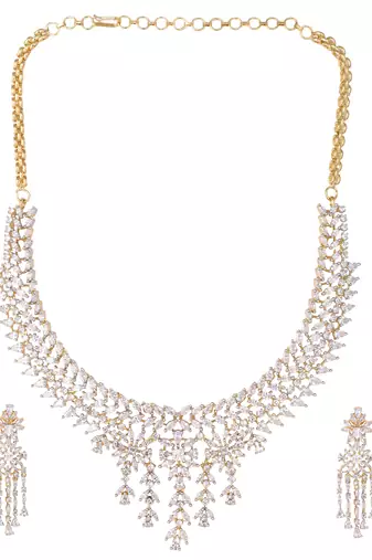 American diamond spark veil necklace set