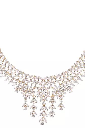 American diamond spark veil necklace set