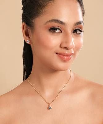 American diamond drop pendant necklace set 1