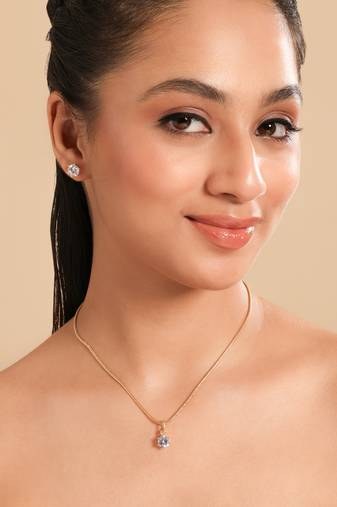 American diamond drop pendant necklace set