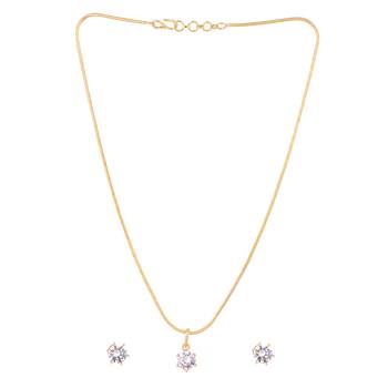 American diamond drop pendant necklace set 4