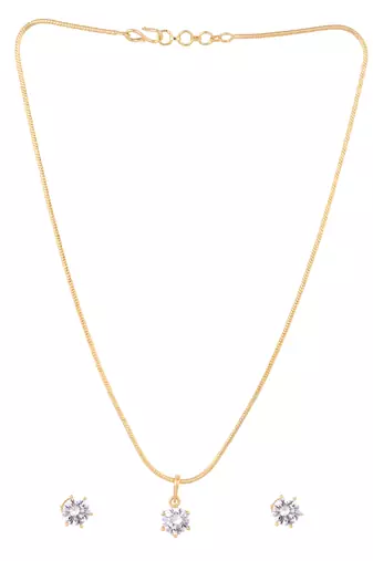 American diamond drop pendant necklace set