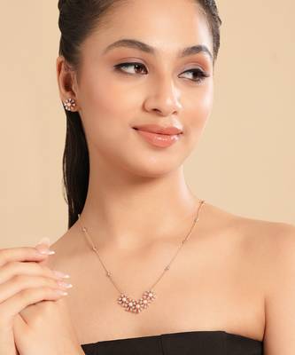 American diamond sunkissed pearl bloom minimal necklace set 1