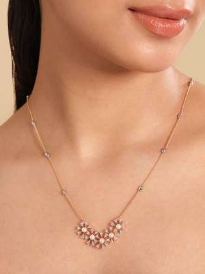 American diamond sunkissed pearl bloom minimal necklace set 2