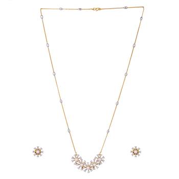 American diamond sunkissed pearl bloom minimal necklace set 4