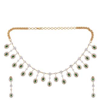 American diamond twilight green drops necklace set 4