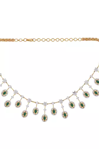 American diamond twilight green drops necklace set