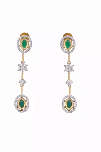 American diamond twilight green drops necklace set