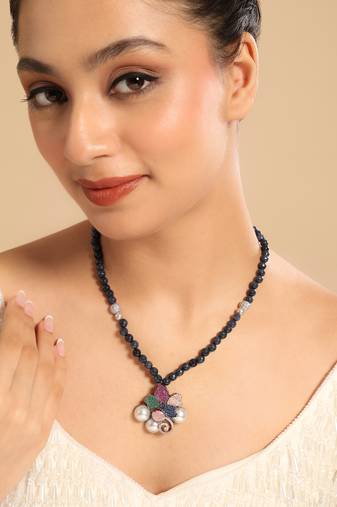 Twilight blossom beaded necklace