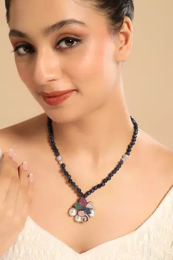 Twilight blossom beaded necklace