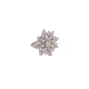 Rhodium plated floret swirl adjustable ring 4
