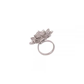 Rhodium plated floret swirl adjustable ring 5