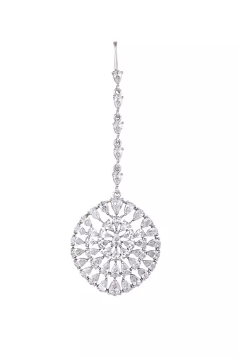 American diamond fern maang tikka