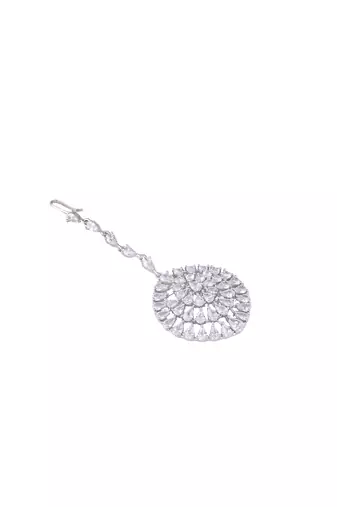 American diamond fern maang tikka