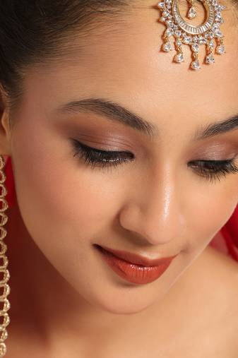American diamond crescent charm maang tikka