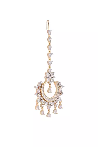 American diamond crescent charm maang tikka