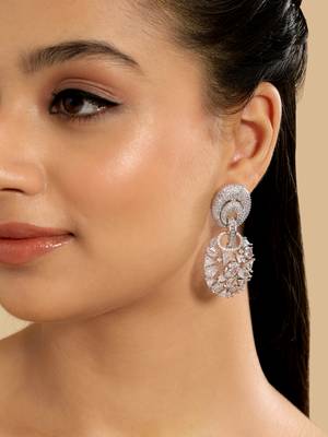 Rhodium plated eternal flora dangler earrings 1