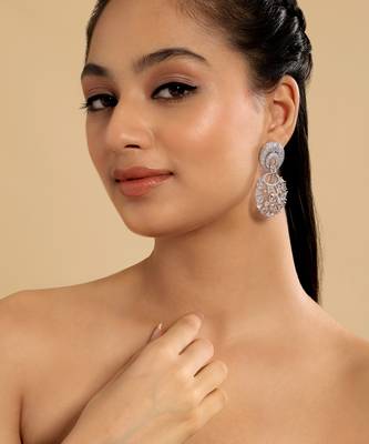 Rhodium plated eternal flora dangler earrings 2