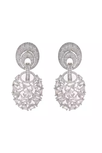 Rhodium plated eternal flora dangler earrings
