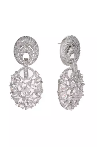 Rhodium plated eternal flora dangler earrings