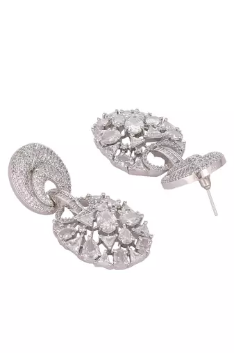 Rhodium plated eternal flora dangler earrings