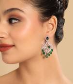 Rhodium plated royale green earrings