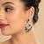 Rhodium plated royale green earrings