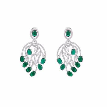 Rhodium plated royale green earrings 3