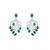 Rhodium plated royale green earrings