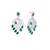Rhodium plated royale green earrings