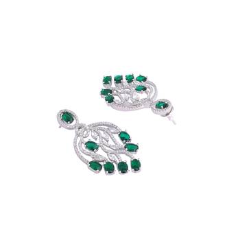 Rhodium plated royale green earrings 5