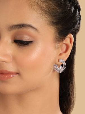Rhodium plated celestial spark stud earrings 1