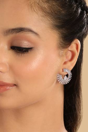 Rhodium plated celestial spark stud earrings