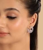 Rhodium plated celestial spark stud earrings