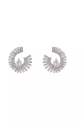 Rhodium plated celestial spark stud earrings