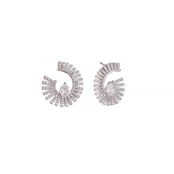 Rhodium plated celestial spark stud earrings 4